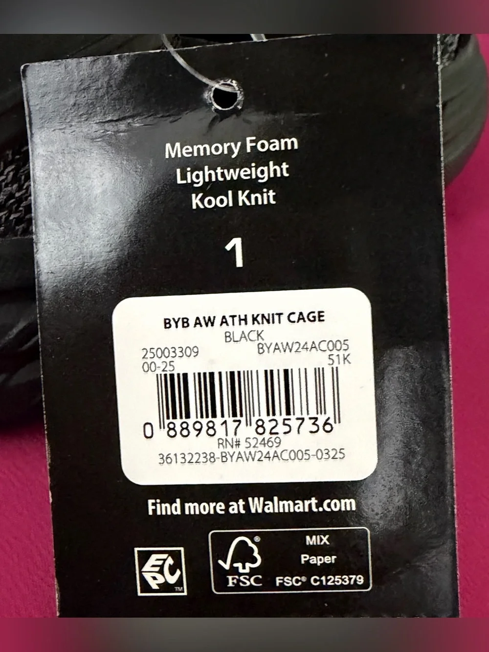Athletic Works Unisex Black &Gray Knit Sneakers w/ Memory Foam Insole Kids 1 NWT - Picture 11 of 11